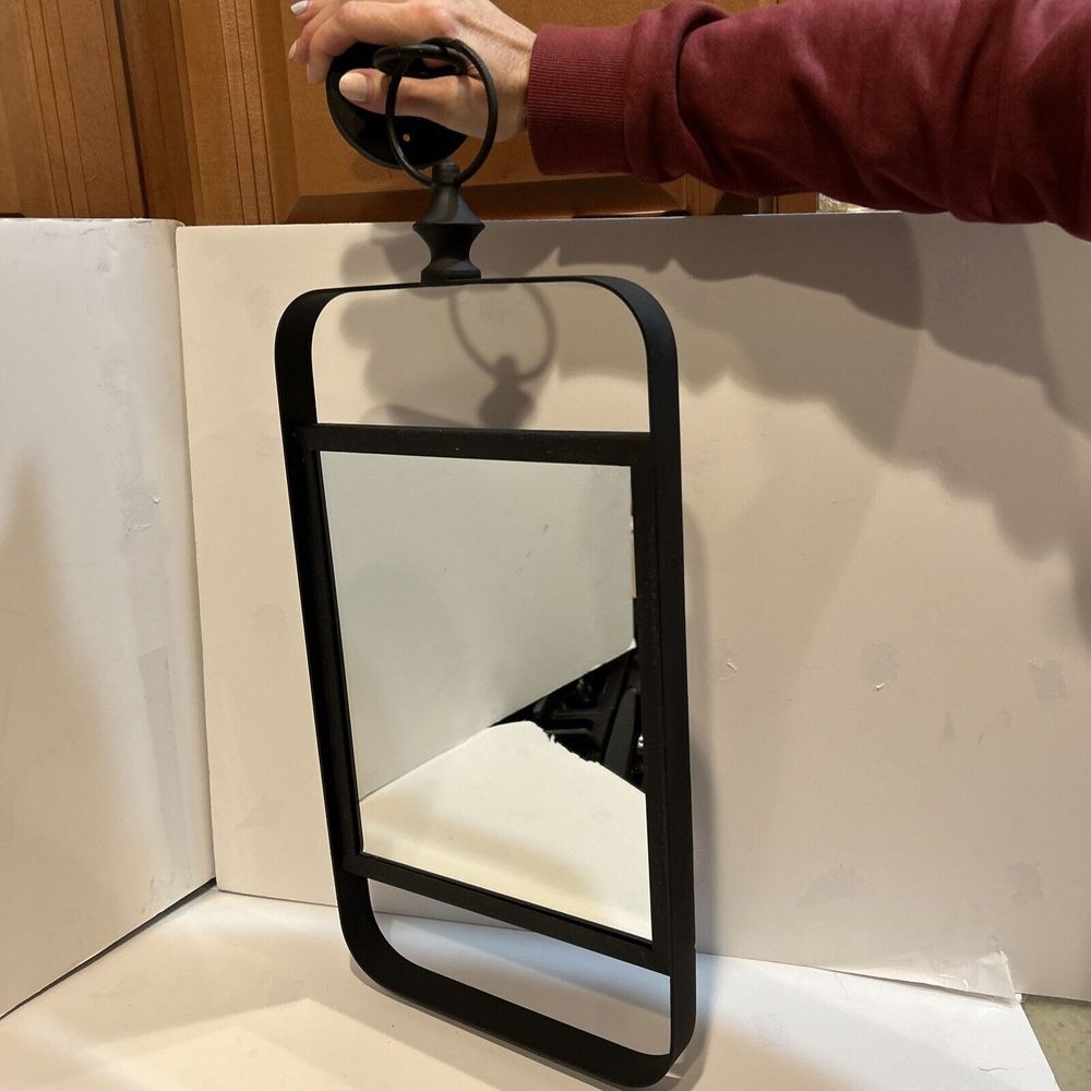 10"x23" A&B Home Rectangular Black Metal Frame Hanging‎ Mirror